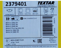 Textar Front Brake Pad Set - E90, E91, E92, Z4